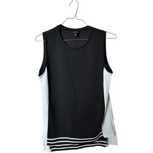 Worthington Women's Black and White Sleeveless Dress Blouse Top Sz M